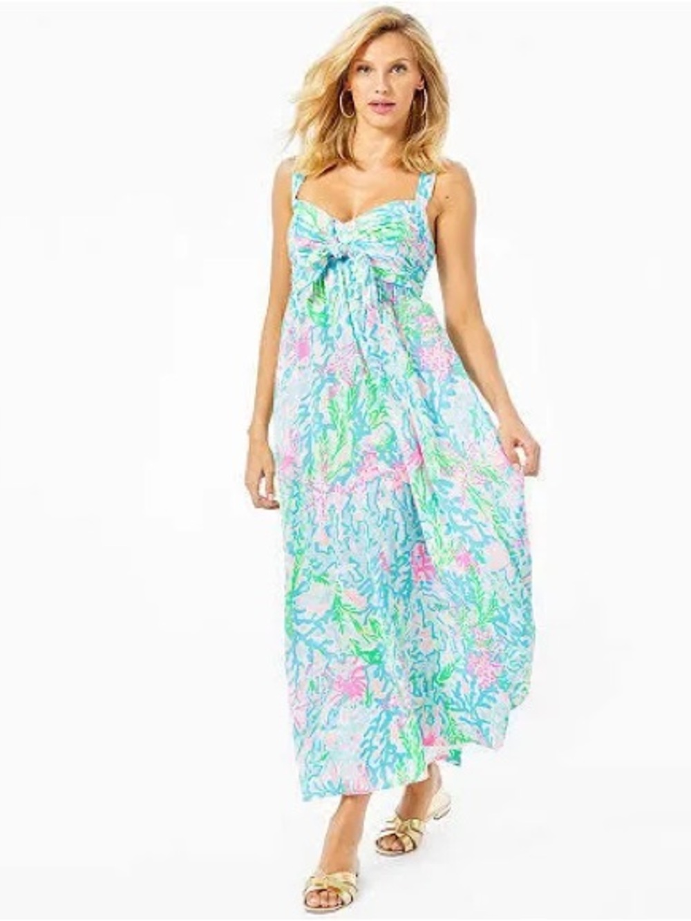 Lilly Pulitzer Sabrinah Light Blue Floral Tie-Front dress